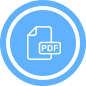 Icon of a document with "PDF" written on it, surrounded by a blue circle.